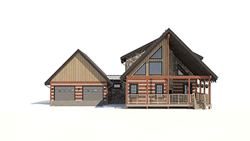 Outstanding interactive 360° exterior rendering of log home by affordable price