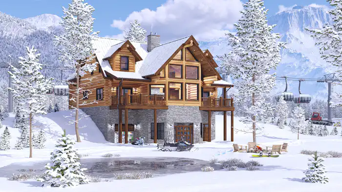 Amazing 3D visualization of log home by affordable price