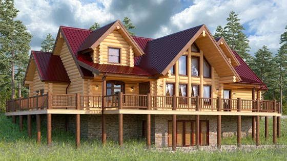 Wapati - Log Home 3D Rendering Project