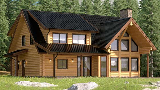 Silver Lake - Log Home 3D Rendering Project