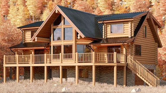 Rocky Top - Log Home 3D Rendering Project
