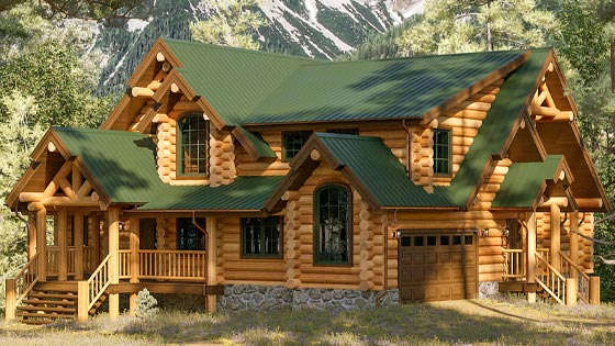 Lodge - Log Home 3D Rendering Project