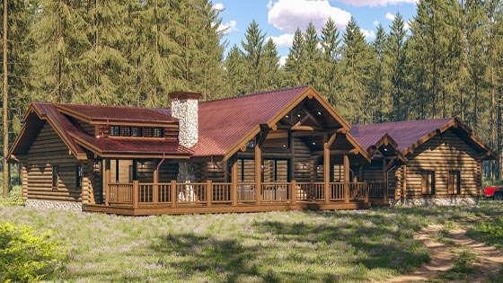 Washoe - Log Home 3D Rendering Project