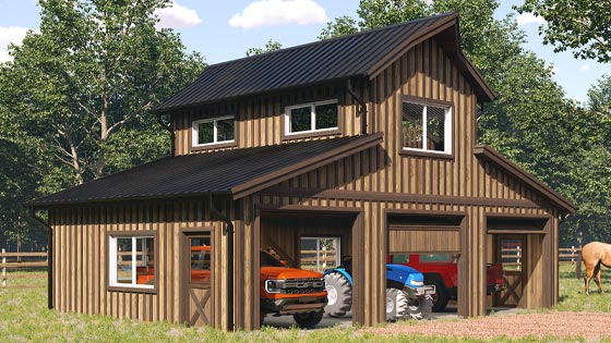 Monitor Barn Garage - 3D Rendering Project