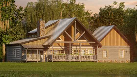 Oakpoint - Log Home 3D Rendering Project